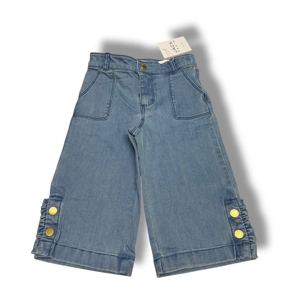 Janie and Jack Denim Girls Open Wide Leg Ruffle Hem Light Wash Jeans 18-24M